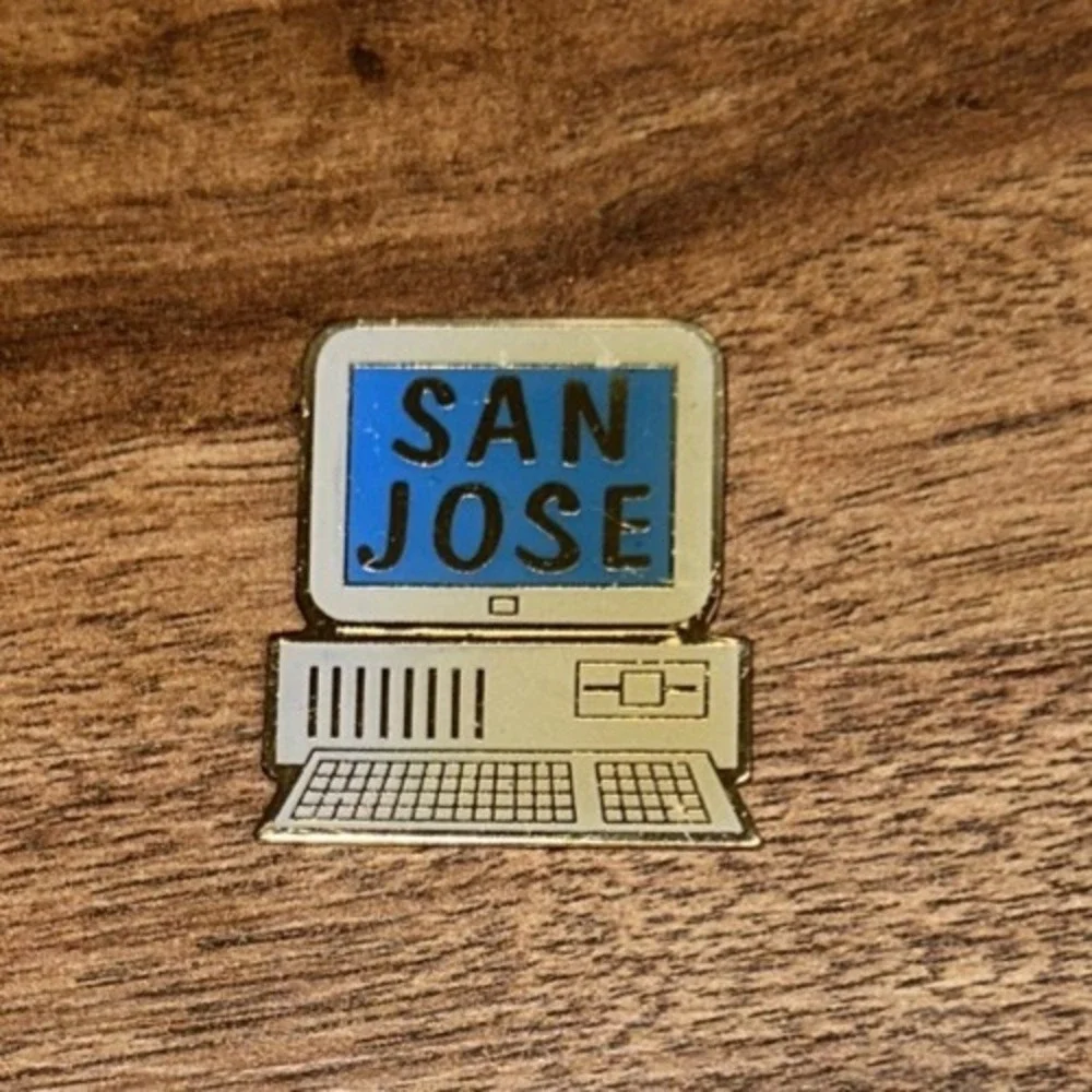 Vintage San Jose PC Personal Computer IBM Style Enamel Refrigerator Magnet‎